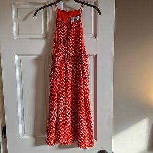 Charles Henry Patterned Orange Dress